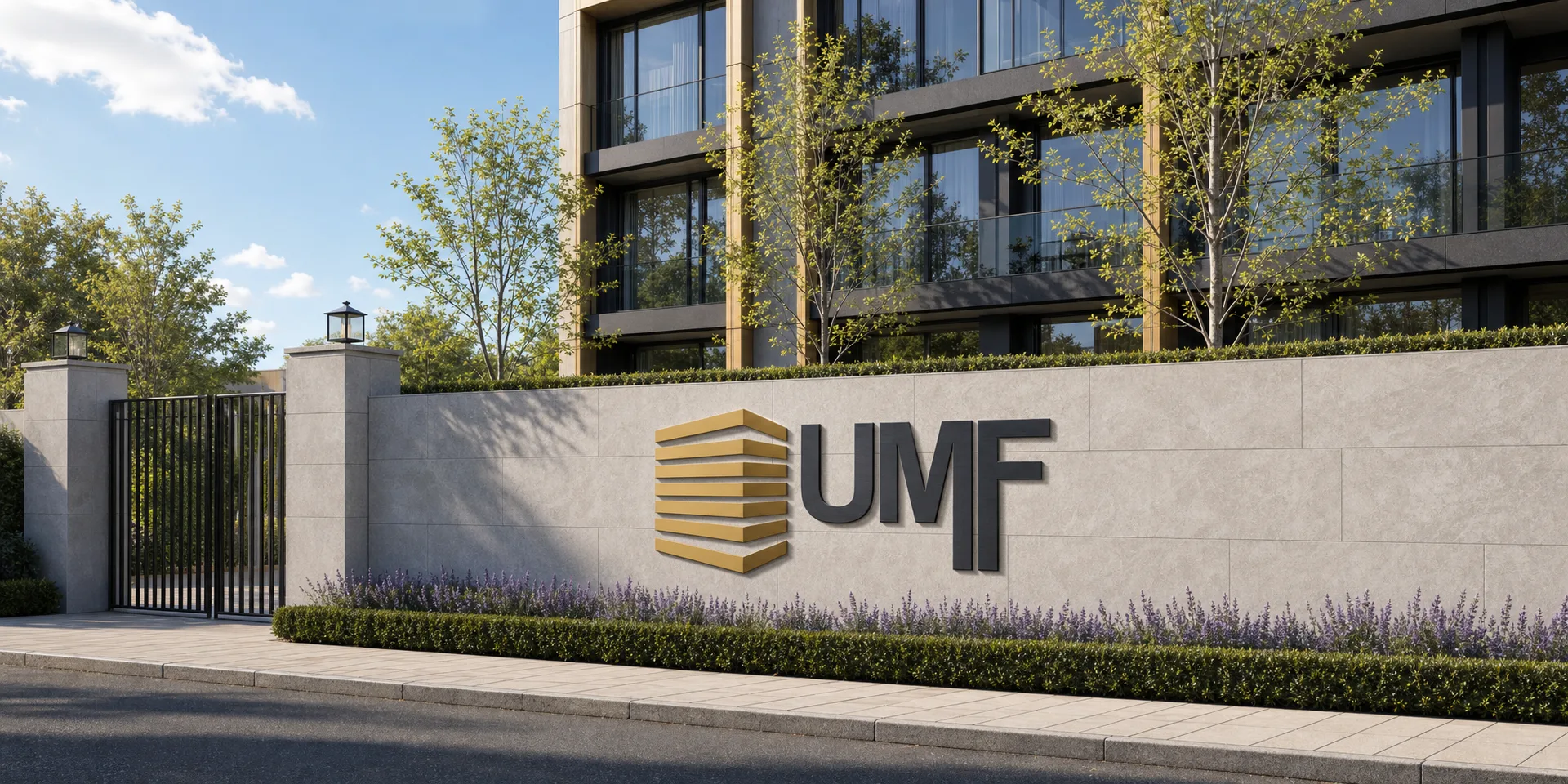 UMF logolu proje giriş duvarı